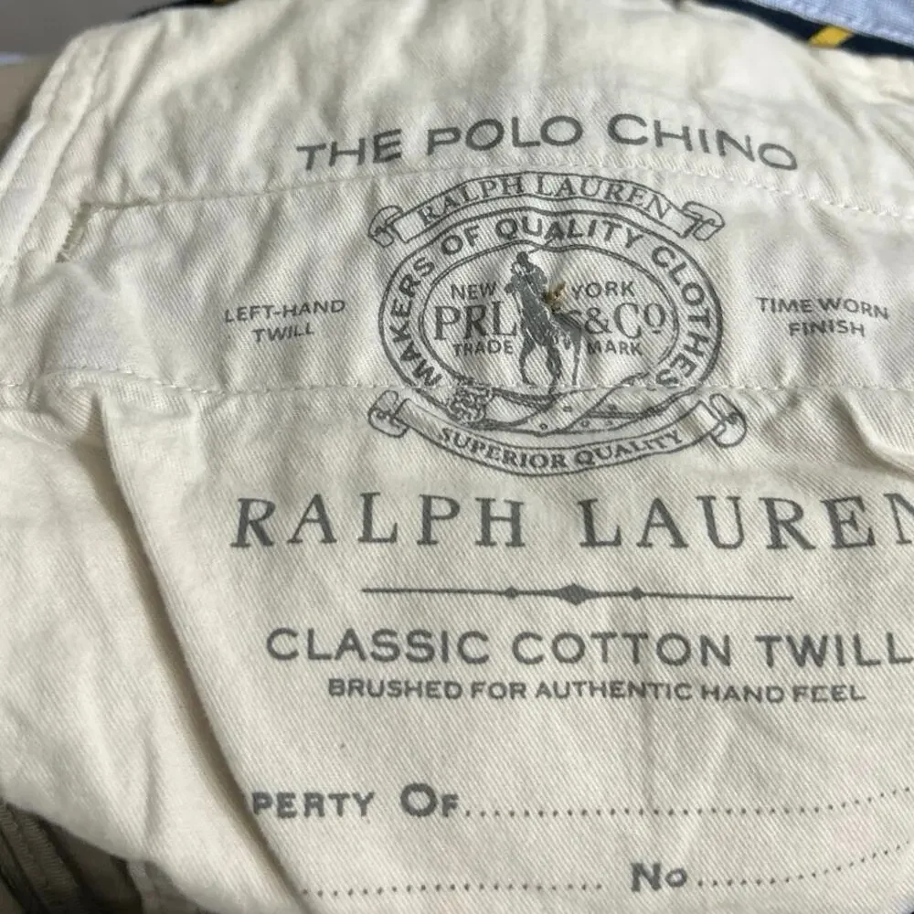Polo Ralph Lauren Stretch Straight Fit The Polo Chino Classic Cotton Pants 33